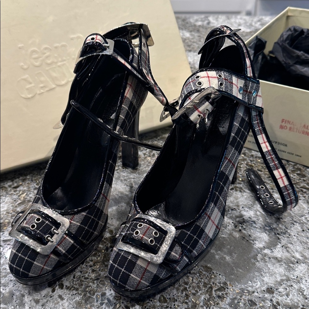 Jean Paul Gaultier Black and White Plaid Heels